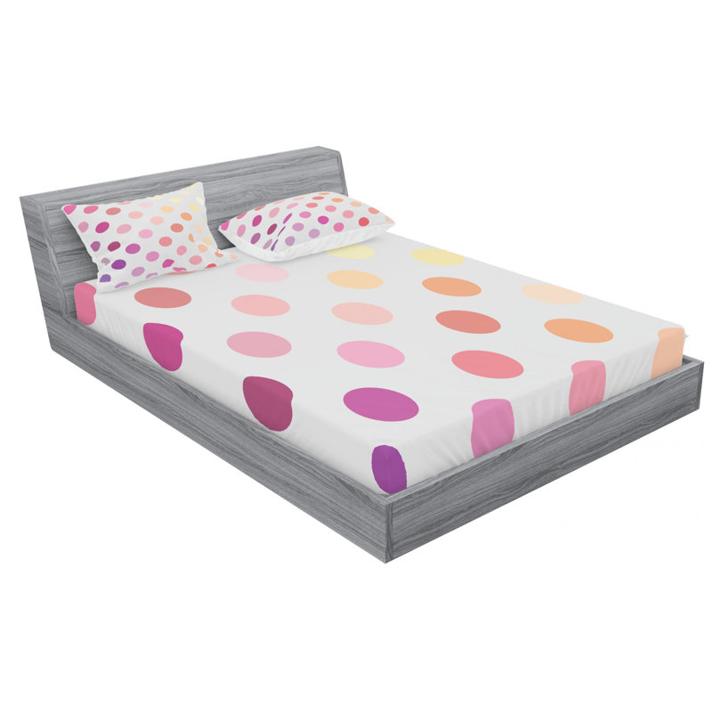 Microfiber Polka Dots Sheet Set, Full Sheet Set + Fitted Sheet + 2 Pillowcases
