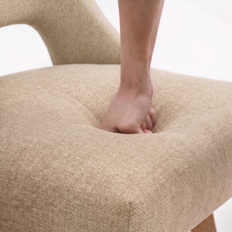 Swivel Linen Upholstered Counter Stool With Solid Wood Frame And Footrest, Tan, 6