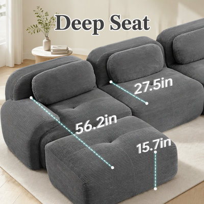 Canapé modulaire en forme de U avec velours côtelé de qualité supérieure, sans assemblage, conception antidérapante, avec accoudoirs courbés extra-larges pour les salons, les chambres et les bureaux