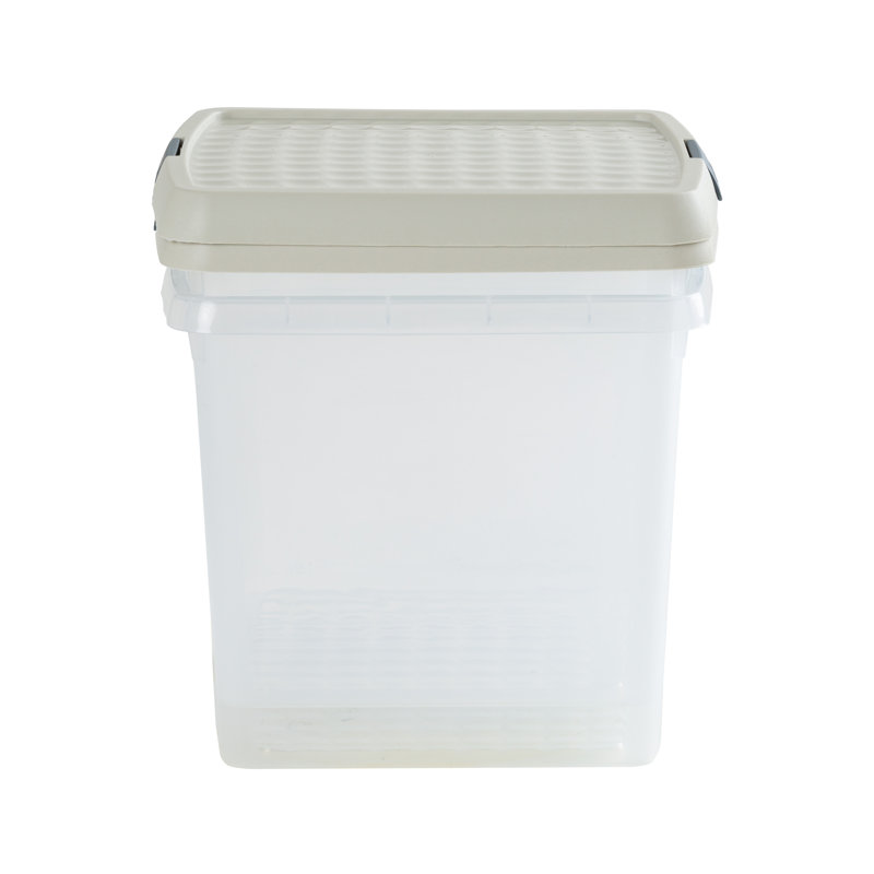 Wham Clip Square Plastic Storage Boxes with Secure Clip Lock Lids Clear/Stone/Slate Grey, Cream, 14 Liters