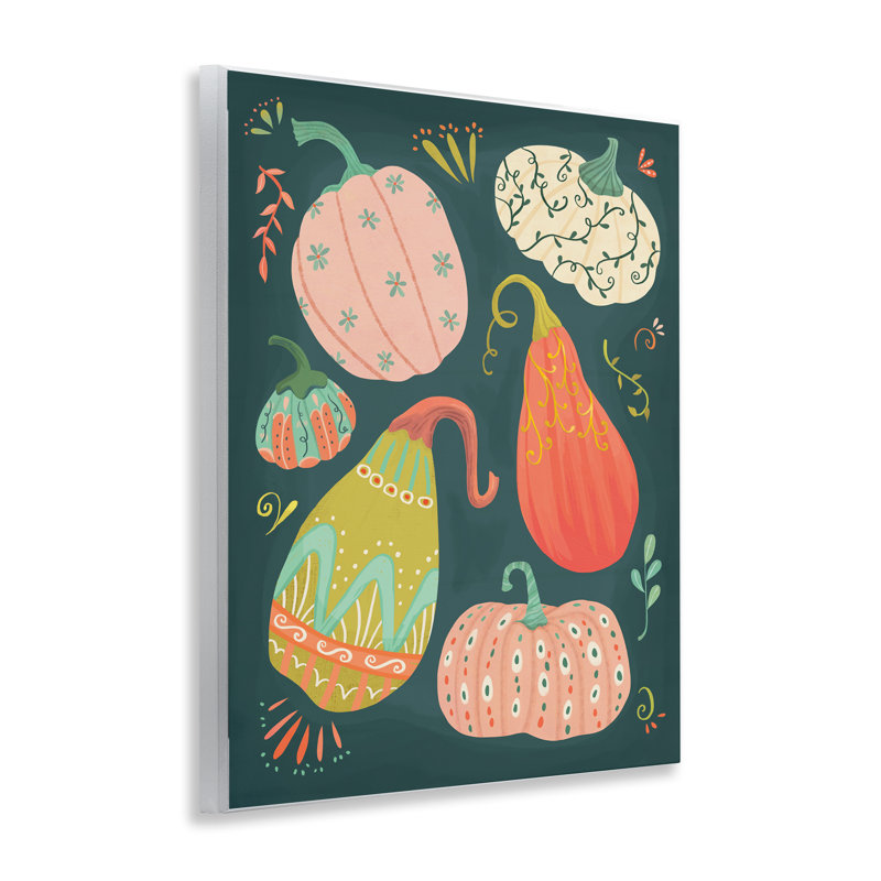  Patterned Autumn Gourds Wall Plaque Art by Laura Watson