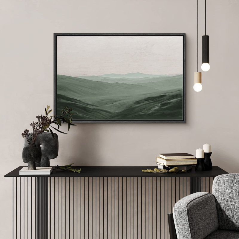"Montagnes vertes et montagnes monochromes, paysage sauvage, impressionnisme, paysage traditionnel" sur toile, Noir