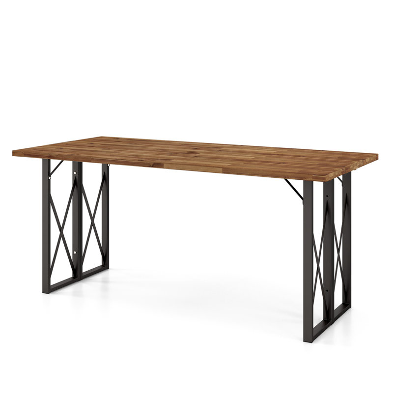 Rectangular Metal Outdoor Dining Table With Umbrella Hole , 67'' in. W 30.5'' in. D