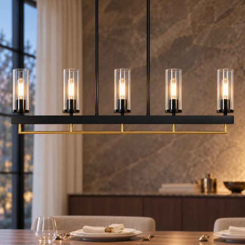 Luminaire suspendu linéaire pour îlot de cuisine 5 lumières Sommar
