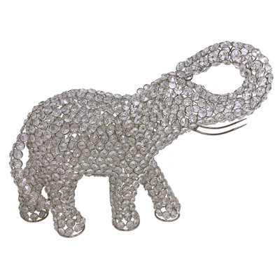 Sculpture éléphant argent et faux cristal