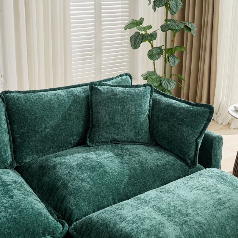 Canapé-lit modulaire avec canapé-lit surdimensionné Schmucker, Chenille verte, H 33 po x l 113,8 po x P 35 po