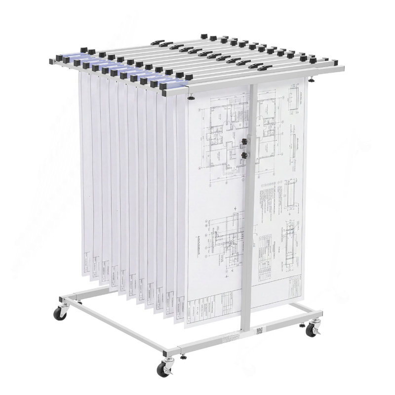 Étagère de rangement Blueprint, acier, support de plan réglable mobile, étagère à dessin verticale avec roulettes, support de rangement pour dossiers, pour plans de construction, bureau à domicile, sans pinces