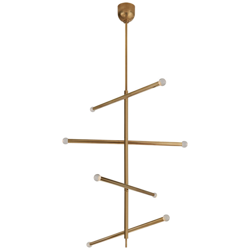 Kelly Wearstler Rousseau Large Articulating Chandelier, Bronze, 47.5" H x 48" W x 3" D, Clear Glass