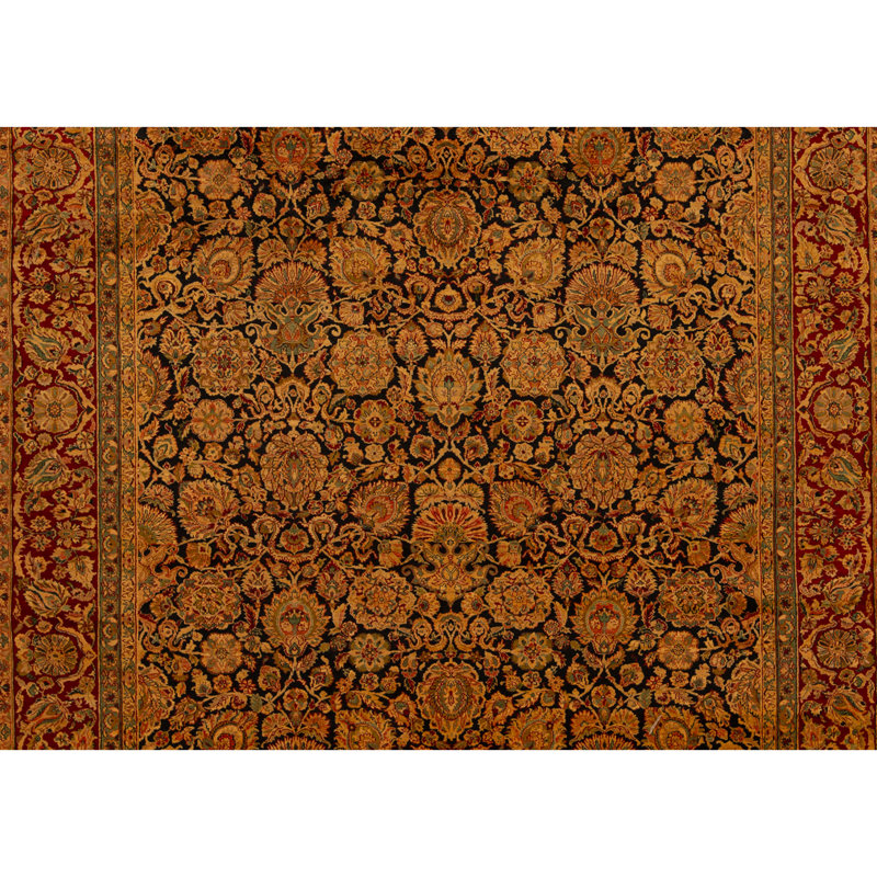 High-Quality Hand-Knotted Navy And Red Area Rug