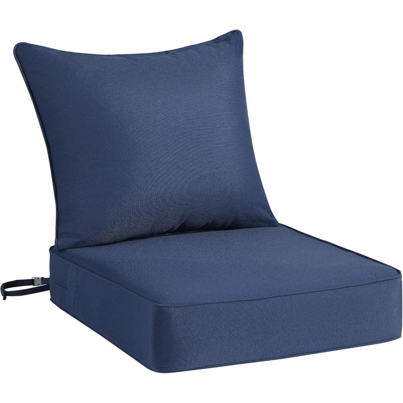 Ensemble de coussins d'extérieur pour siège profond avec coussin de dossier, 24 po x 24 po, bleu