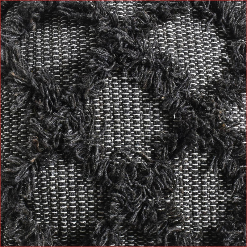 Pouf, Handcrafted Wool &amp; Cotton Walnut Brown 16x16x16 Inch Indoor | Wool | Cotton, Brown