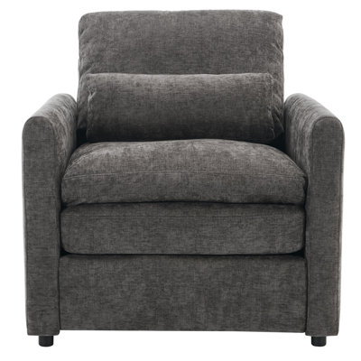 Cozy And Comfortable Upholstered Armchair With Double Cushion Design, Ergonomic Armrests, And Detachable Lumbar Pillow For Relaxing In Living Room