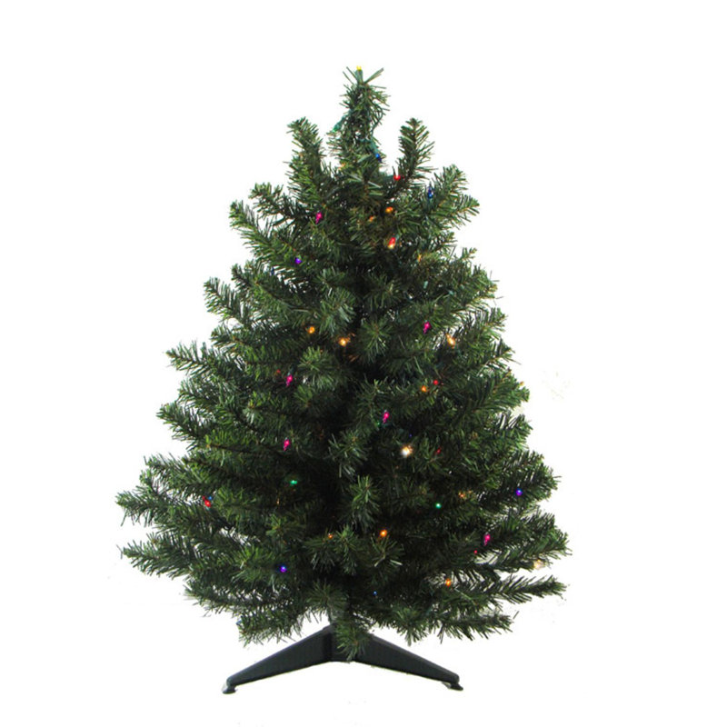 Arbre de Noël artificiel pin canadien 3 pi avec lumières DEL multicolores