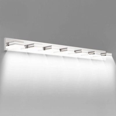 Modern Chrome Led Vanity Light, 7-Lights Wall Sconce For Bathroom And Mirror, Sleek Minimalist Design, Energy-Efficient, Easy To Install