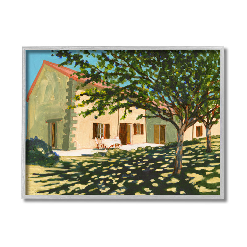 "Countryside Home Garden Landscape Tree Shade" par Bart E. Slyp - reproduction d'art sur toile, H 16 po x l 20 po