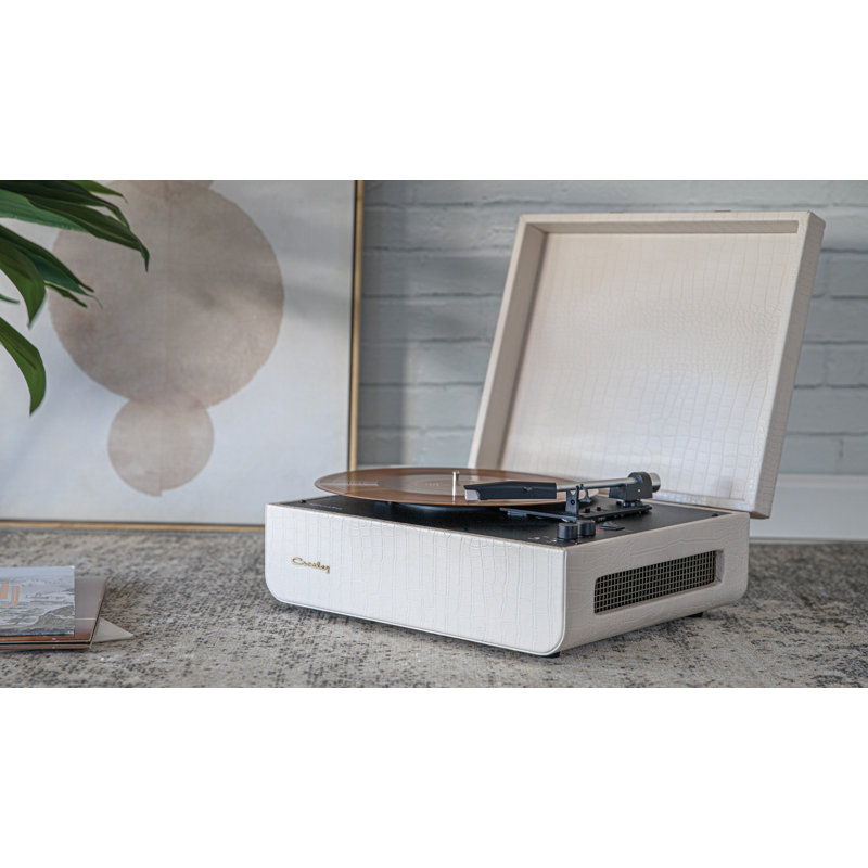 Portable Decorative Record Player with Bluetooth, Cream
