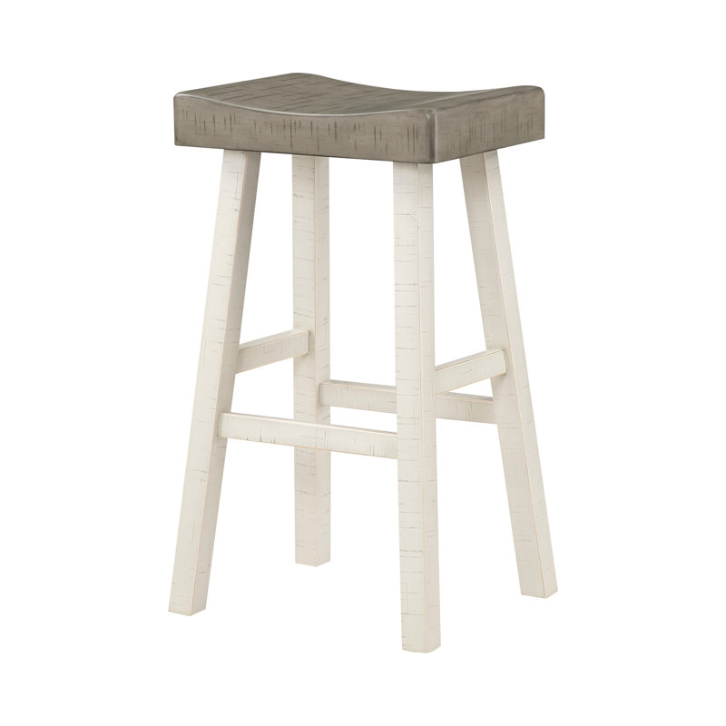 Aviana Solid Wood Counter Stool, Bar Stool (30” Seat Height), Gray/White