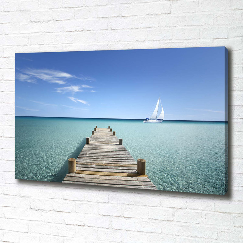 Wooden Pier - No Frame Print on Glass, 70cm H x 100cm W x 4cm D, Canvas
