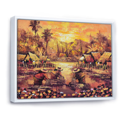«Vintage Asian Waterside Life IV», reproduction sur toile