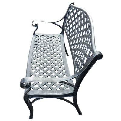 Ismenia Checkered 2-Person Cast Aluminum Garden Bench