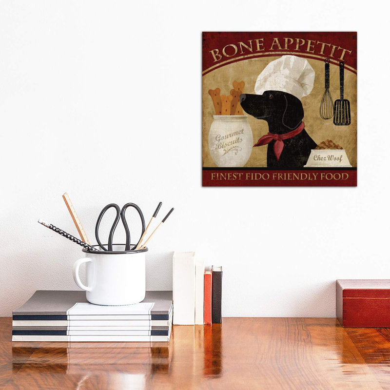 «Bone Appetit» par Conrad Knutsen - impression sur toile tendue, H 12 po x l 12 po x P 1,5 po, Toile avec cadre noir