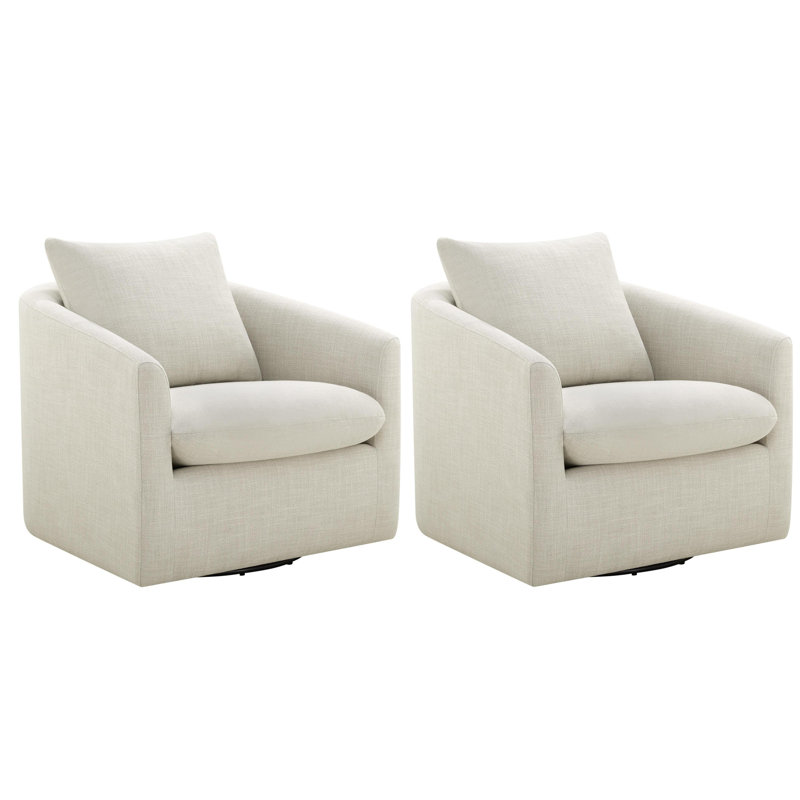 Menta Upholstered Swivel Accent Chair, Effie Linen Performance Linen