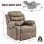 Fauteuil inclinable manuel Lacreta 37 po de large, moderne, en cuir PU souple, avec dossier souple, fonction massage et chauffage, marron-1773163872