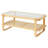 Rattan Coffee Table, Rectangle Rattan Woven Wood Mid Century Coffee Table with Tempered Glass Top, 45-Inch Modern Boho Storage Coffee Table with Natural Wood Legs, for Living Room, Bedroom & Small Spaces
