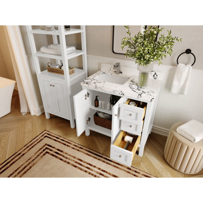 Nashville 36 In. W X 22 In. D Left Offset Sink Bathroom Vanity With Cove Edge Quartz