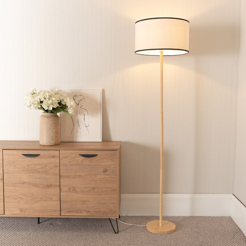 Roseli 180cm Traditional Floor Lamp, Natural, Yes, Natural/Black