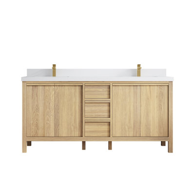 Elizabeth White Oak 72 In. W X 22 In. D Double Sink Bathroom Vanity With Quartz