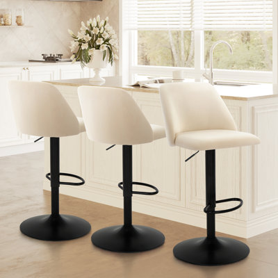 Swivel Adjustable Height Bar Stool Upholstered Counter Stool