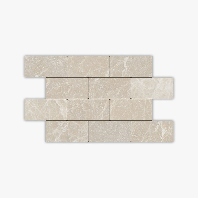 Botticino Tumbled 1x2 Brick Marble Mosaic