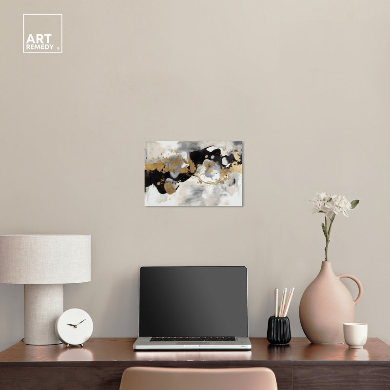 Winter Night Canvas Modern Black White Abstract Wall Art by Art Remedy, Toile tendue, H 10 po x l 15 po