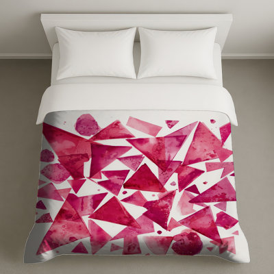 Housses de couette géométriques à triangles roses