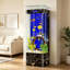 Aquarium vertical haut, finition marbre noir et or, en verre flotté avec cadre en bois massif et acrylique, ensemble complet avec pompe, filtre et éclairage DEL pour la décoration du salon.