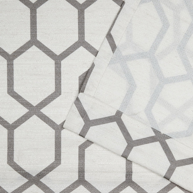 Nicole Miller Hexa Geometric Print Hidden Tab/Rod Pocket Top Light Filtering Curtain Panel Pair, 54" x 84", Black Pearl