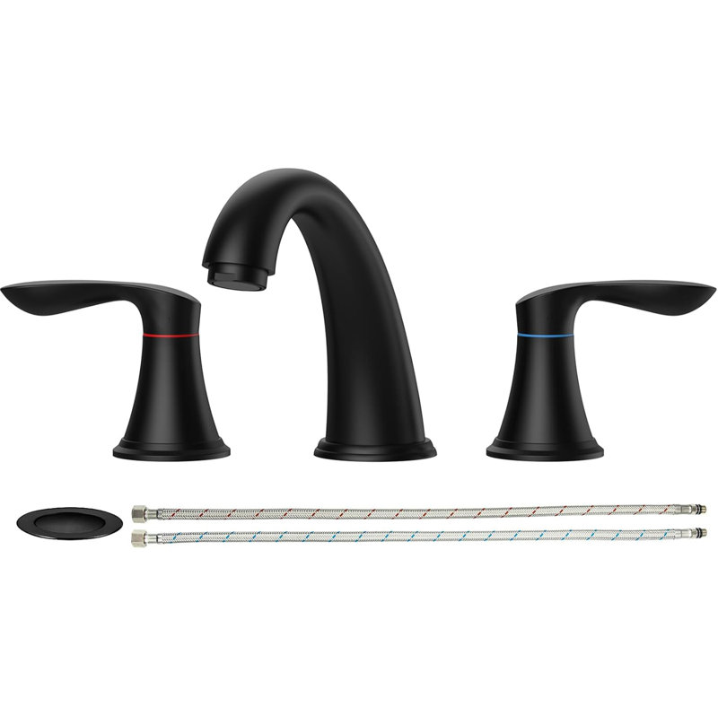 8-inch Bathroom Faucet for 3-Hole Sink with Pull-Down Drain, Brushed Nickel Lead-Free Hose and cUPC Certification, Silver