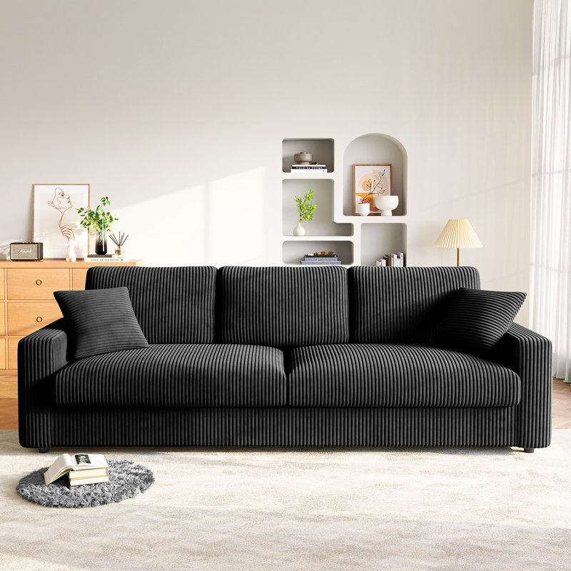 4 Seater Corduroy Sofa, Black