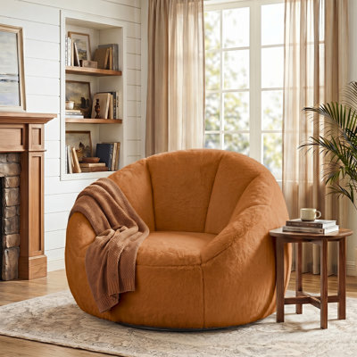 47" Oversized Compression Swivel Plush Microfiber Soft Shell Bean Bag Chair