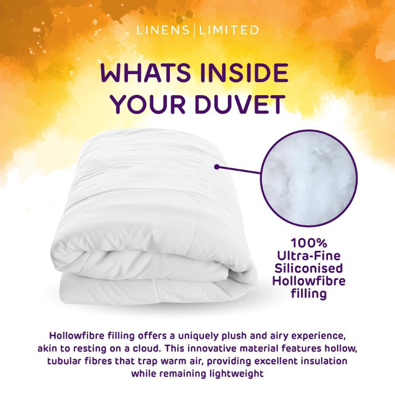 Linens Limited Bedtime Bliss Duvet, Made in the UK, All Year Round Quilt, Soft and Comfy, Hollowfibre, Machine Washable