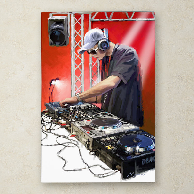 « dj », reproduction sur toile tendue, H 19 po x l 12 po x P 2 po
