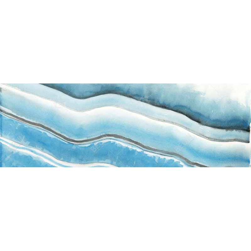 Géode texturée - Toile encadrée bleue abstraite pour la décoration intérieure, H 61,25 po x l 21,25 po