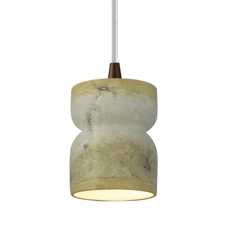 Luminaire suspendu simple Nysta, Travertin Greco, Bronze foncé