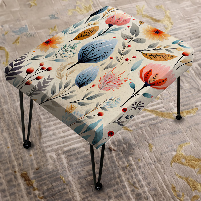 Soft Pastels Flower Accents - Boho Rectangle Ottoman