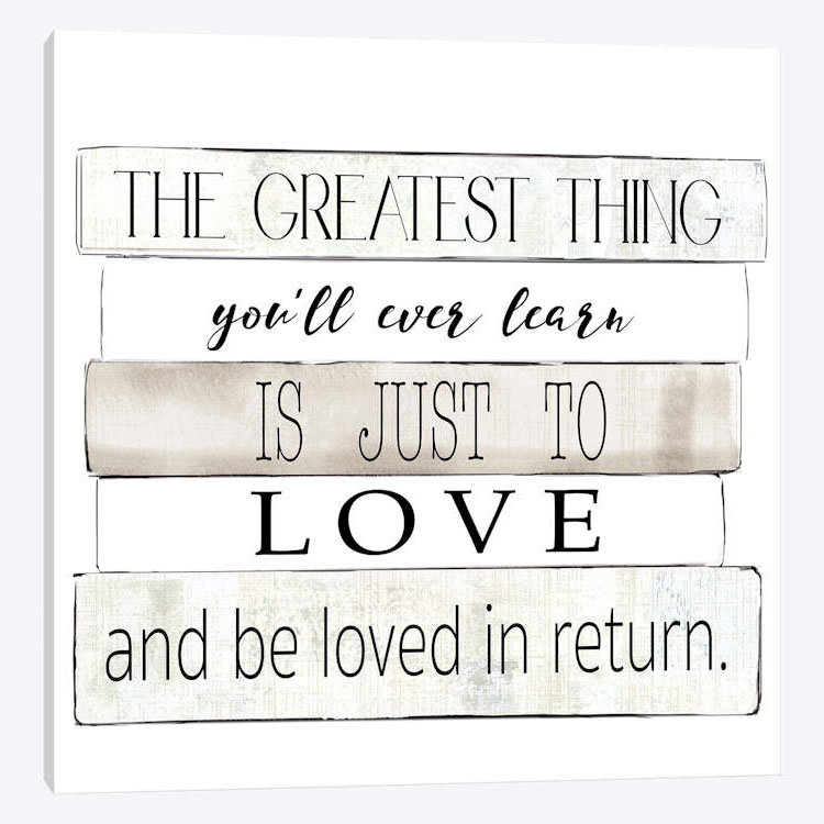 «The Greatest Thing», art textuel sur toile, H 26 po x l 26 po x P 1,5 po, Toile tendue, Pas de tapis