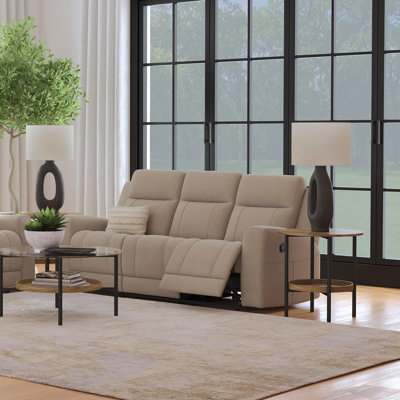 Slater Taupe Upholstered Reclining Sofa