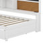 Structure de lit double en bois avec tablettes de rangement et ports USB, tableau noir et tableau de liège, lit gigogne