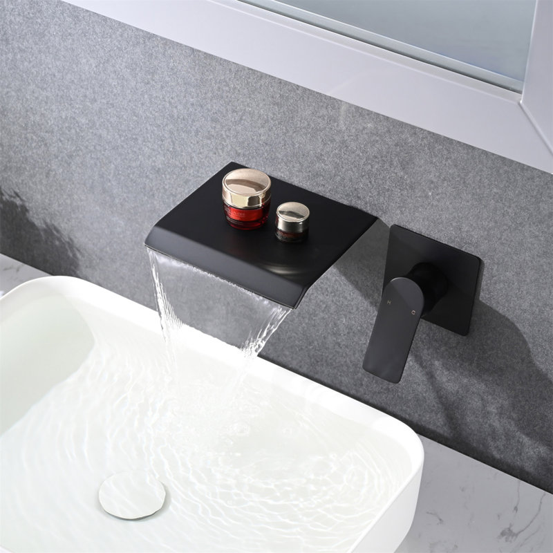 Robinet de baignoire mural Waterfall, Noir mat