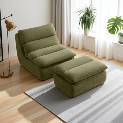 Fauteuil à billes 32 "avec repose-pieds, grandes chaises longues pour adultes, canapé paresseux rembourré pour le salon
